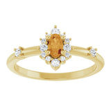 14K Gold Oval Natural Citrine Halo-Style Ring - Yellow Gold - view 3