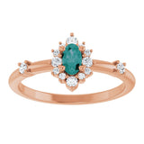 14K Gold Oval Lab-Grown Alexandrite Halo-Style Ring - Rose Gold - view 3