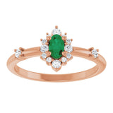 14K Gold Oval Lab-Grown Emerald Halo-Style Ring - Rose Gold - view 3