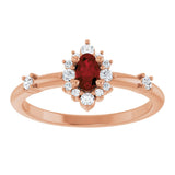 14K Gold Oval Natural Mozambique Garnet Halo-Style Ring - Rose Gold - view 3