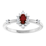 Platinum Oval Natural Mozambique Garnet Halo-Style Ring - view 3