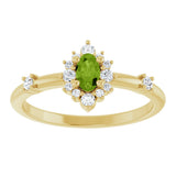 14K Gold Oval Natural Peridot Halo-Style Ring - Yellow Gold - view 3