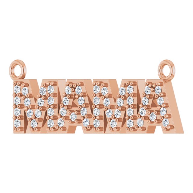 14K Gold Round Natural Diamond Accented "Mama" Necklace - Rose Gold - view 3