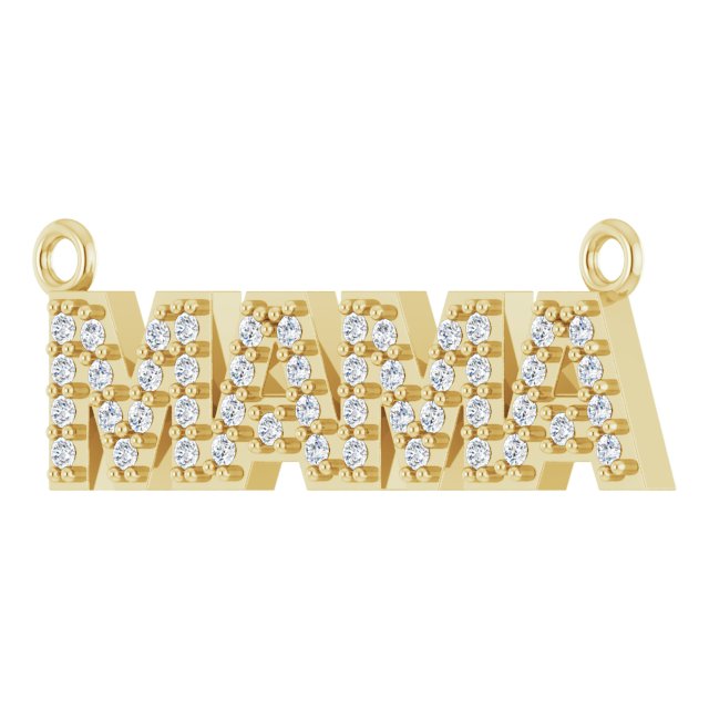 14K Gold Round Natural Diamond Accented "Mama" Necklace - Yellow Gold - view 3