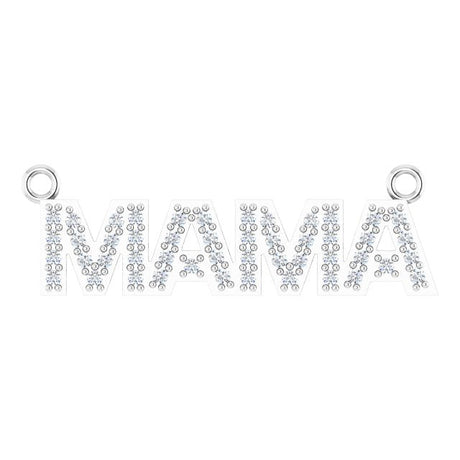 Platinum Round Lab-Grown Diamond Accented "Mama" Necklace