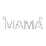 14K Gold Round Lab-Grown Diamond Accented "Mama" Necklace - White Gold