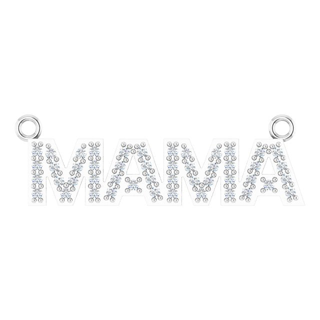 Platinum Round Natural Diamond Accented "Mama" Necklace