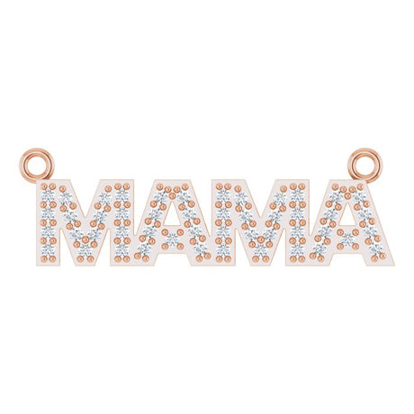 14K Gold Round Lab-Grown Diamond Accented "Mama" Necklace - Rose Gold