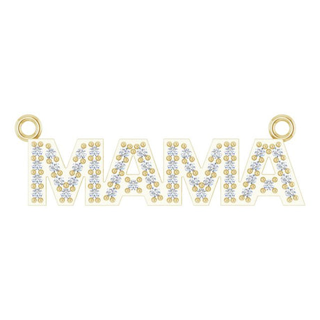 14K Gold Round Natural Diamond Accented "Mama" Necklace - Yellow Gold