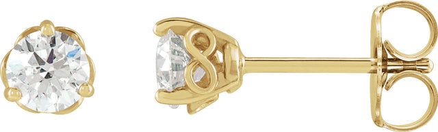 14K Gold Lab-Grown Diamond Round 3-Prong Infinity-Inspired Stud Earrings - Yellow Gold