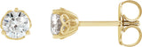 14K Gold Natural Diamond Round 3-Prong Celtic-Inspired Stud Earrings - Yellow Gold