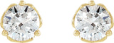 14K Gold Natural Diamond Round 3-Prong Celtic-Inspired Stud Earrings - Yellow Gold - view 2