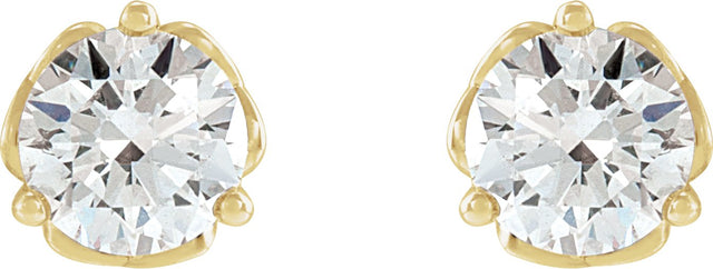 14K Gold Natural Diamond Round 3-Prong Celtic-Inspired Stud Earrings - Yellow Gold - view 2