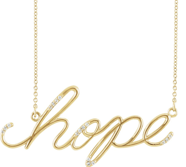 14K Gold "Hope" Phrase Necklace - Yellow Gold