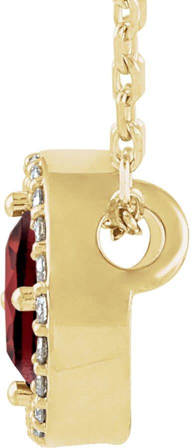 14K Gold Round Natural Mozambique Garnet Halo-Style Necklace or Pendant - Yellow Gold - view 2
