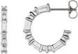 Platinum Straight Baguette Natural Diamond Accented Hoop Earrings
