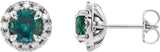 14K Gold Round Lab-Grown Alexandrite French-Set Halo-Style Earrings - White Gold