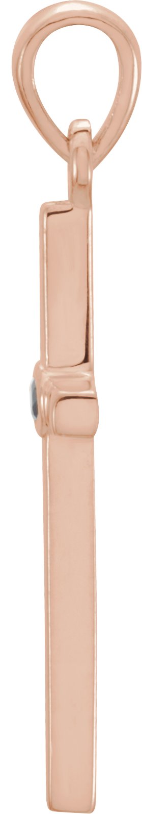 14K Gold Round Natural Blue Sapphire Cross Pendant - Rose Gold - view 2