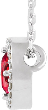 14K Gold Round Lab-Grown Ruby Halo-Style Necklace or Pendant - White Gold - view 2
