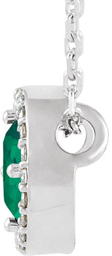 Platinum Round Lab-Grown Emerald Halo-Style Necklace or Pendant - view 2