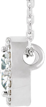 Platinum Round Natural White Sapphire Halo-Style Necklace or Pendant - view 2