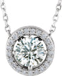Platinum Round Natural Diamond Halo-Style Necklace or Pendant – 1/2 CTW