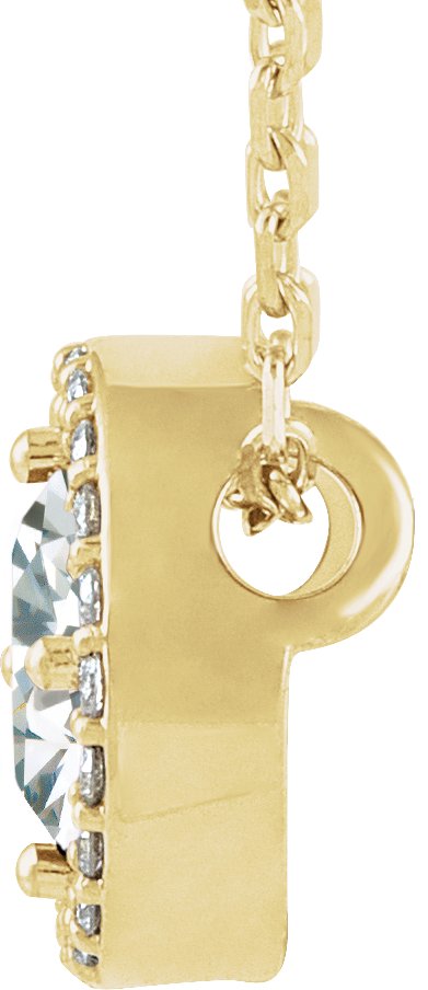 14K Gold Round Natural Diamond Halo-Style Necklace or Pendant – 1/2 CTW - Yellow Gold - view 2