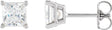 Platinum Natural Diamond Square 4-Prong Lightweight Stud Earrings