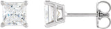 Platinum Natural Diamond Square 4-Prong Lightweight Stud Earrings