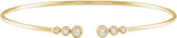 14K Gold Round Natural Diamond Accented Cuff Bracelet – 2.8mm Stones - Yellow Gold