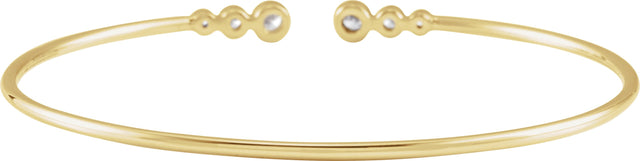 14K Gold Round Natural Diamond Accented Cuff Bracelet – 2.8mm Stones - Yellow Gold - view 2