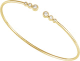 14K Gold Round Natural Diamond Accented Cuff Bracelet – 2.8mm Stones - Yellow Gold - view 3