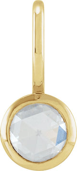 14K Gold Round Natural Diamond Cabochon Pendant - Yellow Gold