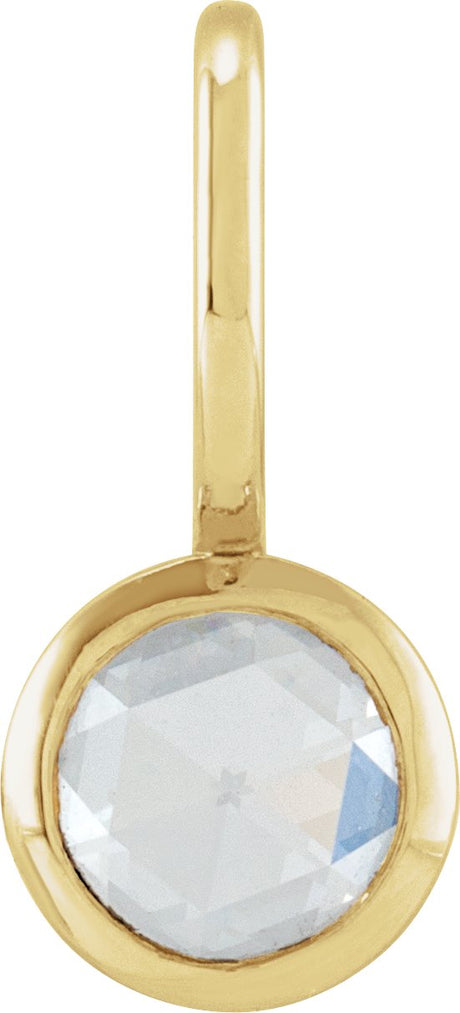 14K Gold Round Natural Diamond Cabochon Pendant - Yellow Gold