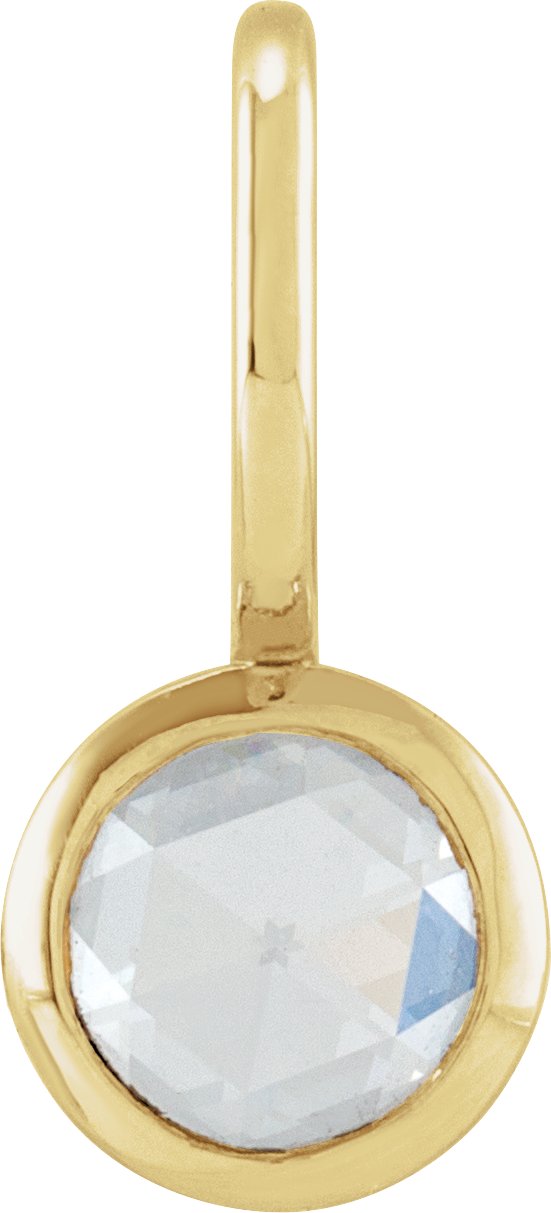 14K Gold Round Natural Diamond Cabochon Pendant - Yellow Gold
