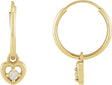 14K Gold Round Natural Diamond Heart Hoop Earrings - Yellow Gold