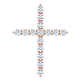 14K Gold Round Natural Diamond Accented Cross Necklace or Pendant – up to 1/6 CTW - Rose Gold