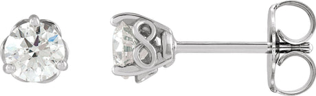 14K Gold Lab-Grown Diamond Round 3-Prong Infinity-Inspired Stud Earrings - White Gold