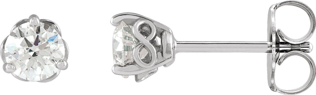 14K Gold Lab-Grown Diamond Round 3-Prong Infinity-Inspired Stud Earrings - White Gold