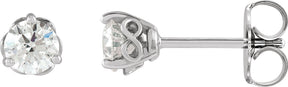 Platinum Natural Diamond Round 3-Prong Infinity-Inspired Stud Earrings