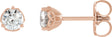 14K Gold Natural Diamond Round 3-Prong Celtic-Inspired Stud Earrings - Rose Gold