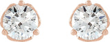 14K Gold Natural Diamond Round 3-Prong Celtic-Inspired Stud Earrings - Rose Gold - view 2
