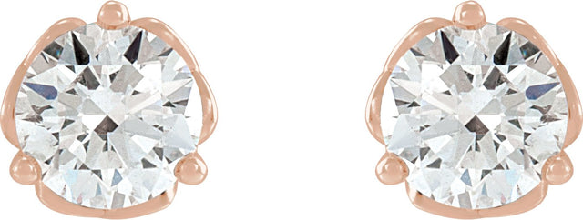 14K Gold Natural Diamond Round 3-Prong Celtic-Inspired Stud Earrings - Rose Gold - view 2