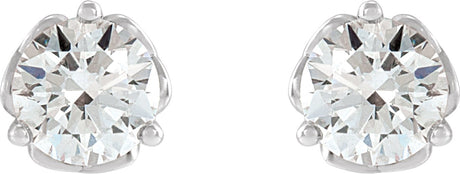 Platinum Natural Diamond Round 3-Prong Celtic-Inspired Stud Earrings - view 2