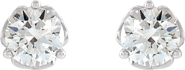 Platinum Natural Diamond Round 3-Prong Celtic-Inspired Stud Earrings - view 2