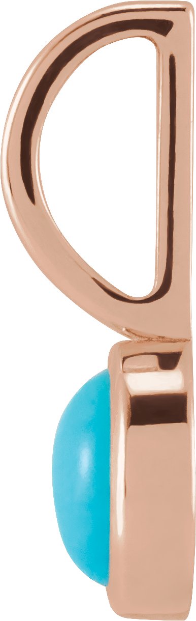 14K Gold Round Natural Turquoise Cabochon Pendant - Rose Gold - view 2