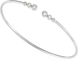 14K Gold Round Natural Diamond Accented Cuff Bracelet – 2.8mm Stones - White Gold - view 3