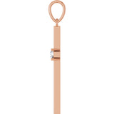 14K Gold Round Natural Diamond Cross Necklace or Pendant – up to 0.015 CTW - Rose Gold - view 2