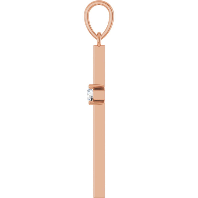 14K Gold Round Natural Diamond Cross Necklace or Pendant – up to 0.015 CTW - Rose Gold - view 2