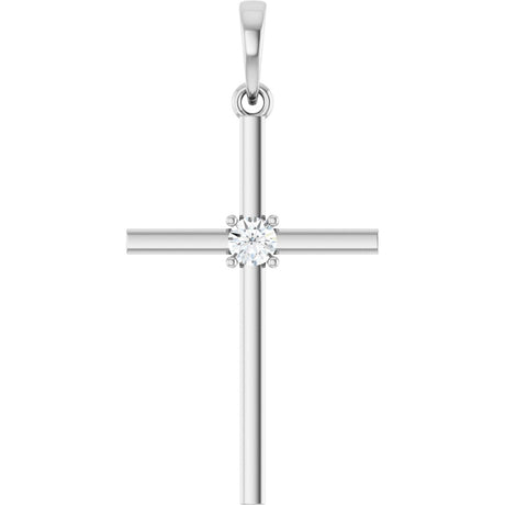 Platinum Round Natural Diamond Cross Necklace or Pendant – up to 0.015 CTW